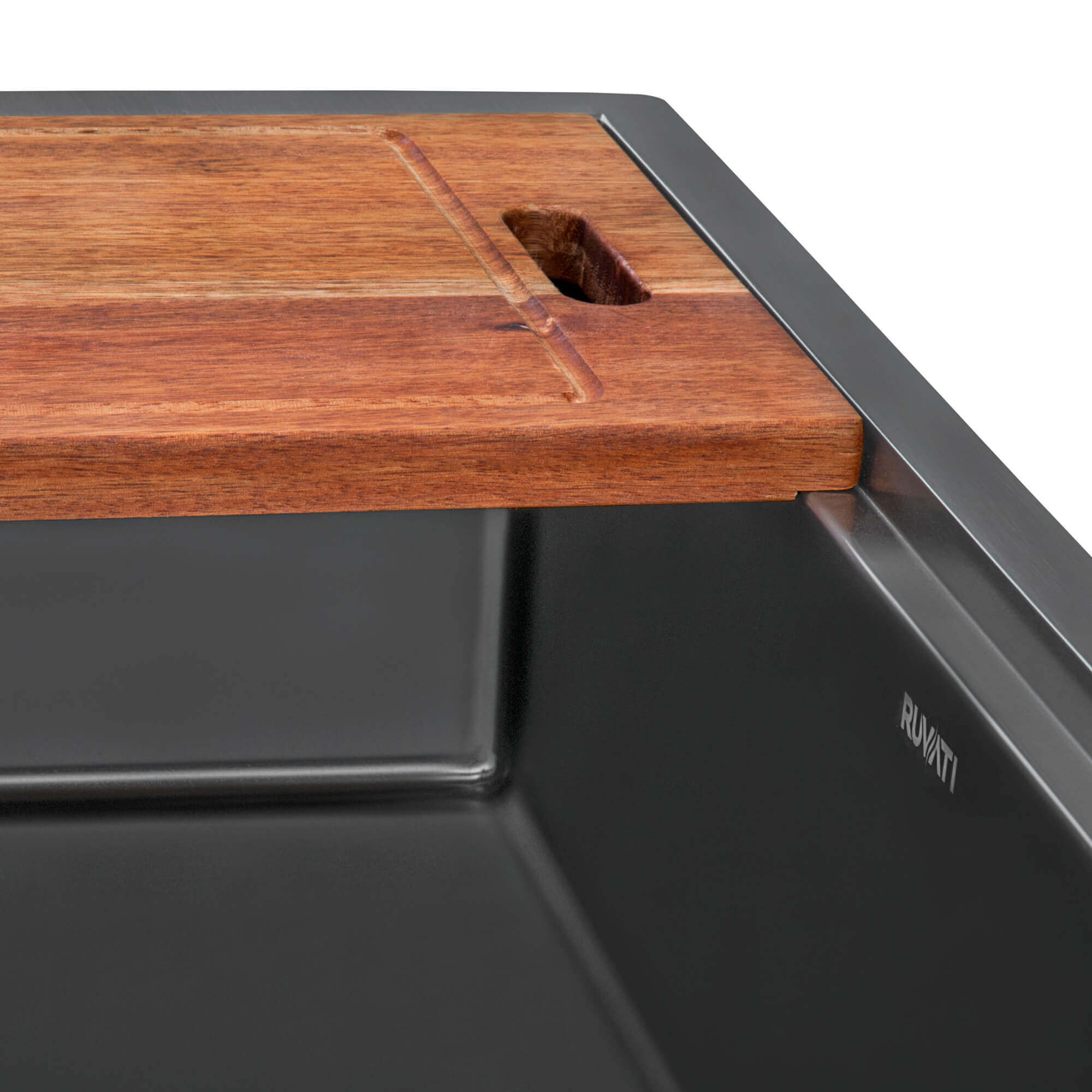 Ruvati Giana — Tarja Workstation de Cocina en Acero Inoxidable — Negro Gunmetal — 4