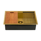 Ruvati Giana — Tarja Workstation de Cocina en Acero Inoxidable — Oro Mate — 4