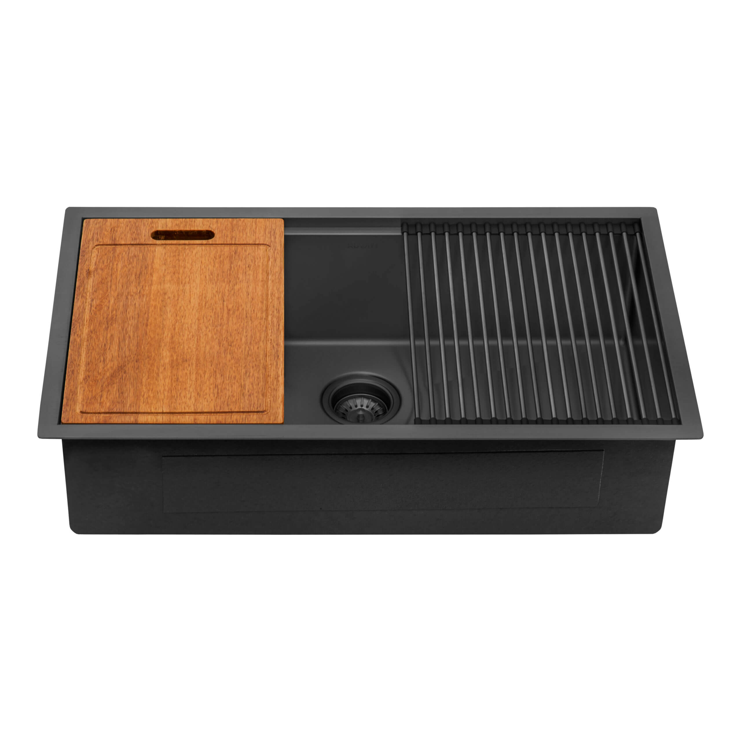 Ruvati Giana — Tarja Workstation de Cocina en Acero Inoxidable — Negro Gunmetal — 2