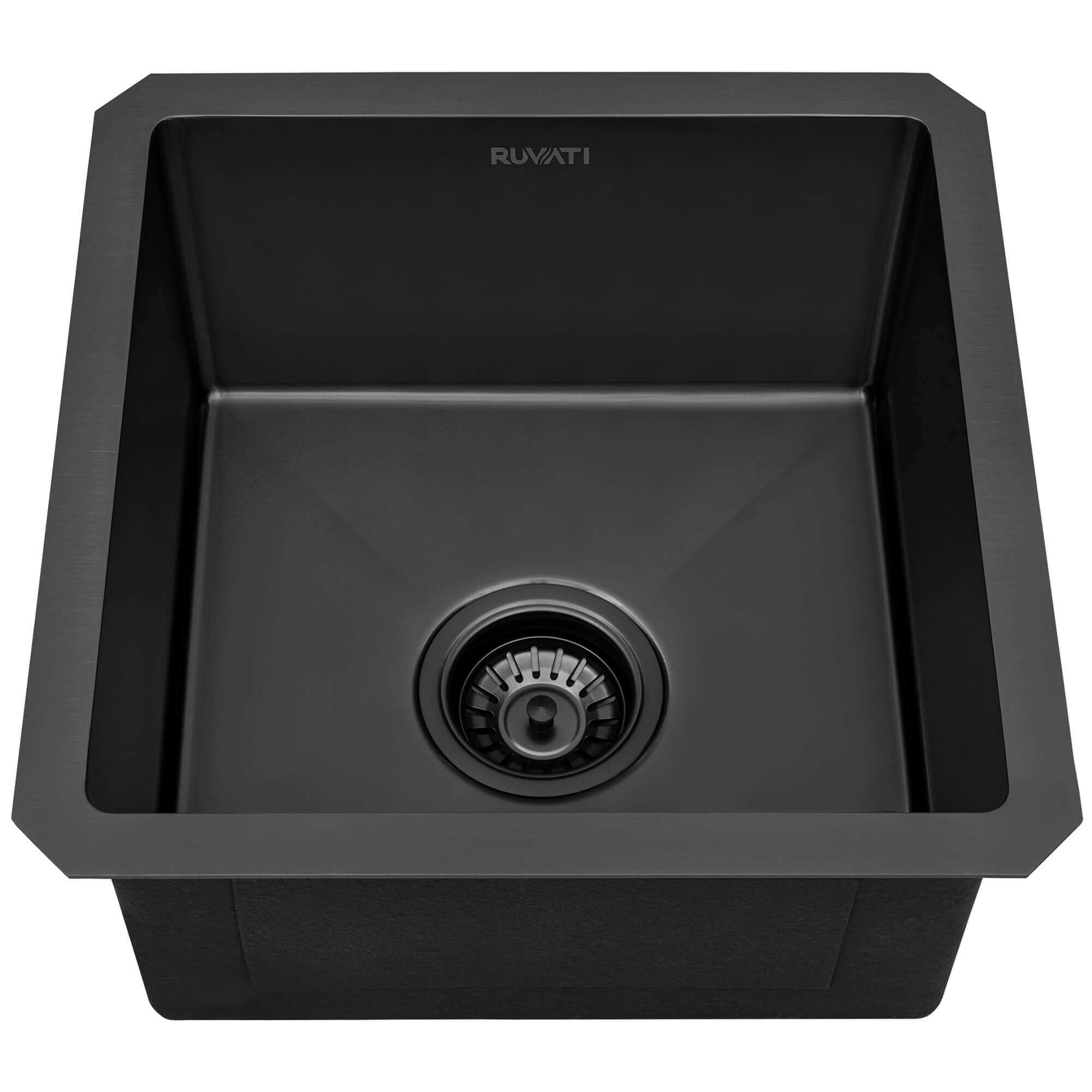 Ruvati Terraza — Tarja de Bar / Prep en Acero Inoxidable — Negro Gunmetal — 1