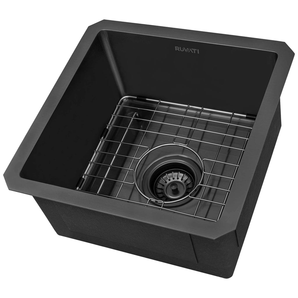 Ruvati Terraza — Tarja de Bar / Prep en Acero Inoxidable — Negro Gunmetal — 2