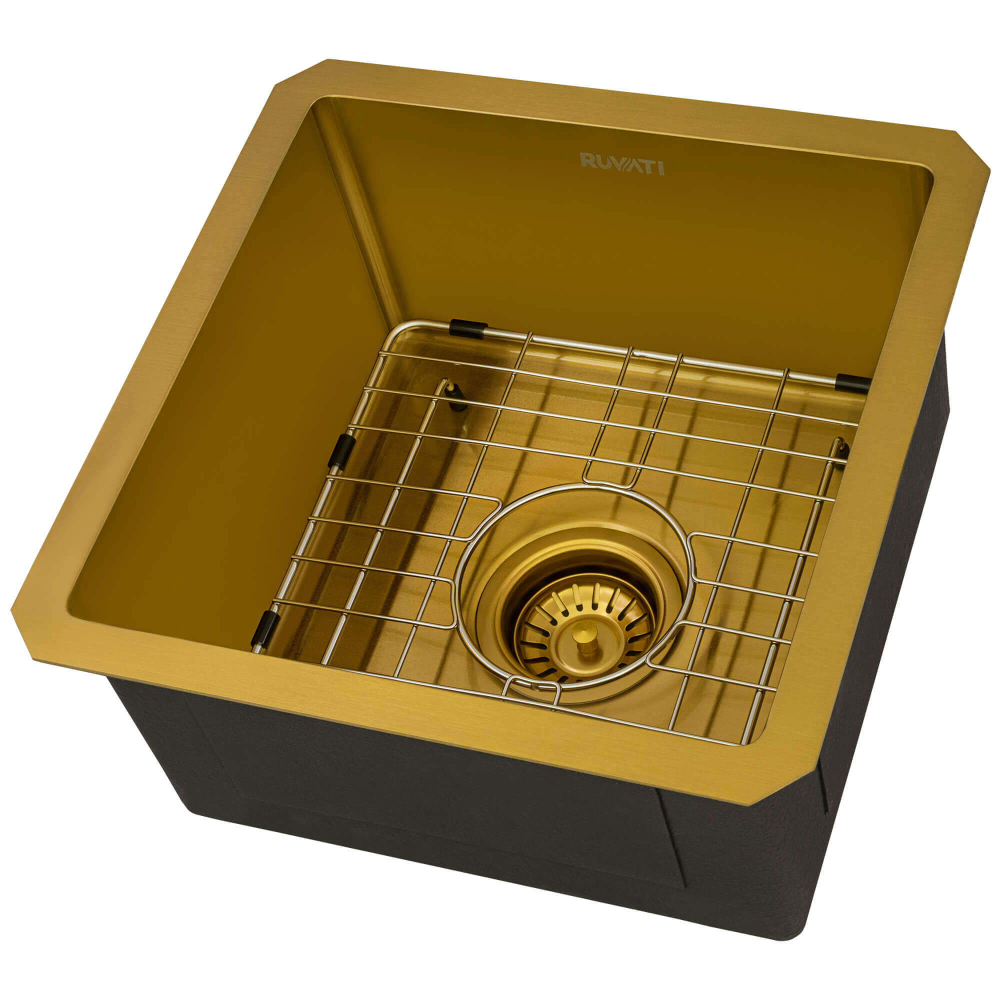 Ruvati Terraza — Tarja de Bar / Prep en Acero Inoxidable — Oro Mate