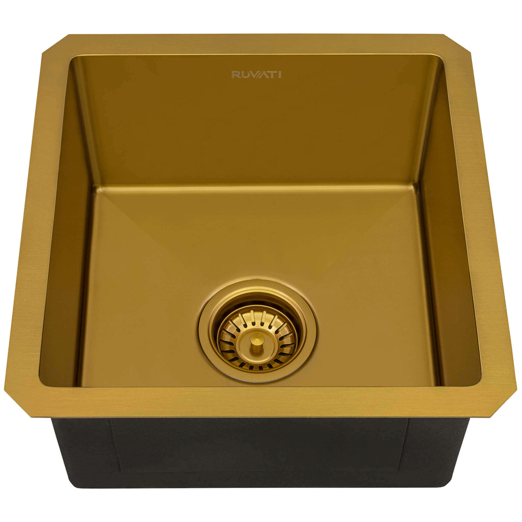 Ruvati Terraza — Tarja de Bar / Prep en Acero Inoxidable — Oro Mate — 1