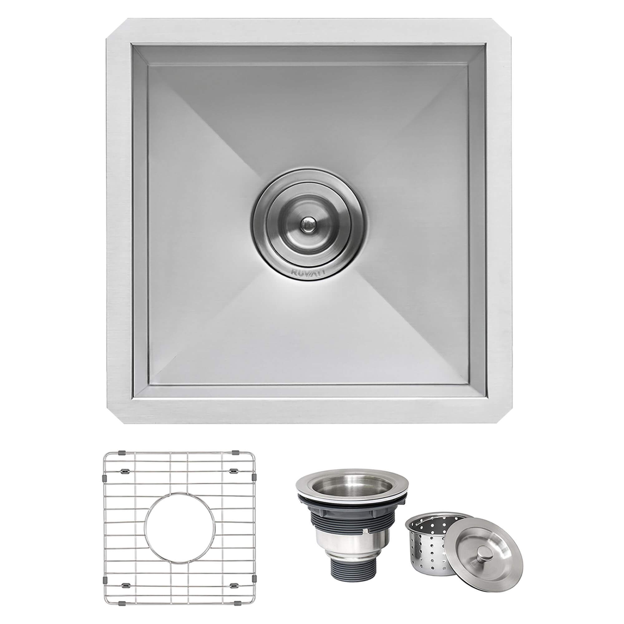 Ruvati Nesta — Tarja de Bar / Prep de 13 x 15 pulg en Acero Inoxidable — Acero Inoxidable