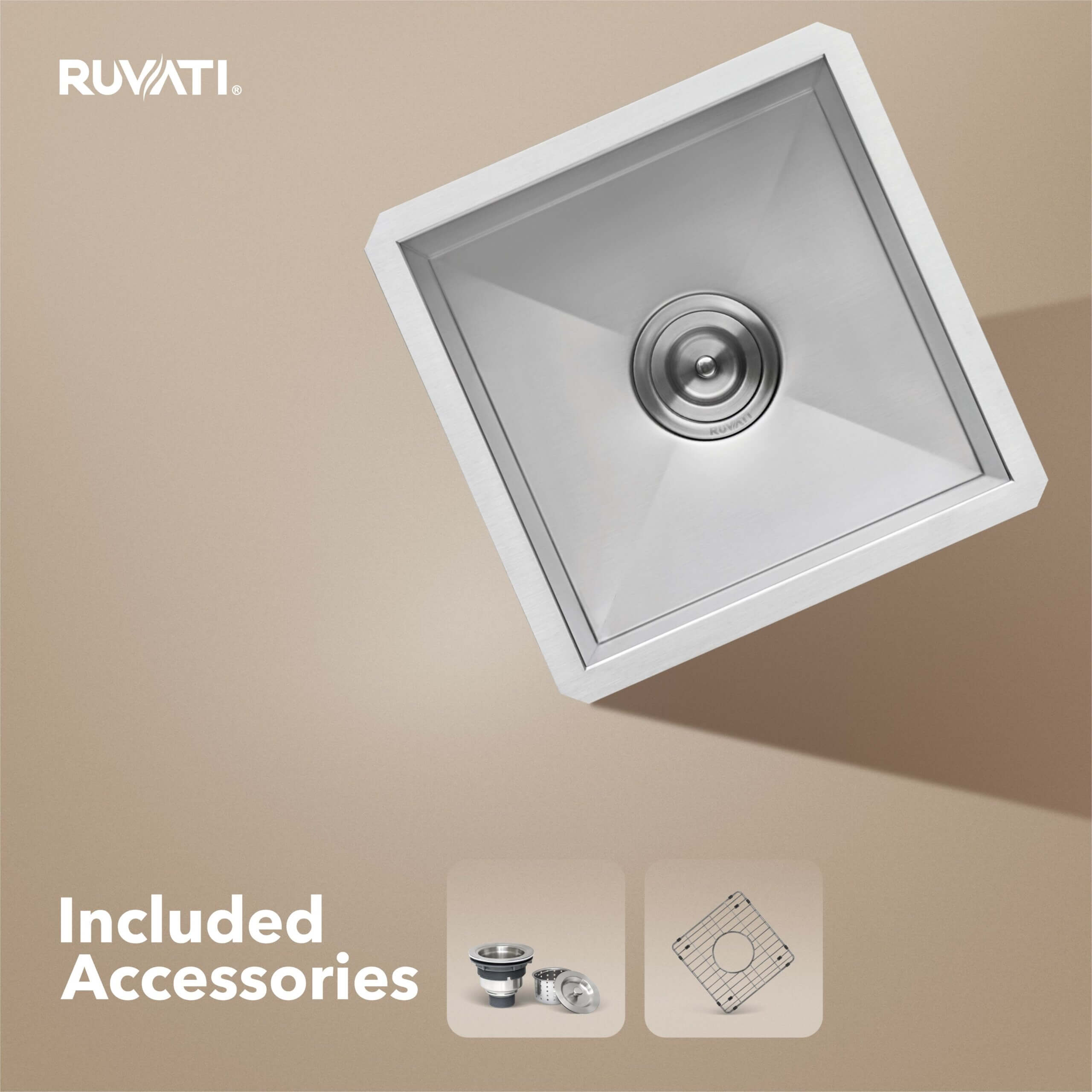 Ruvati Nesta — Tarja de Bar / Prep de 13 x 15 pulg en Acero Inoxidable — Acero Inoxidable — 1