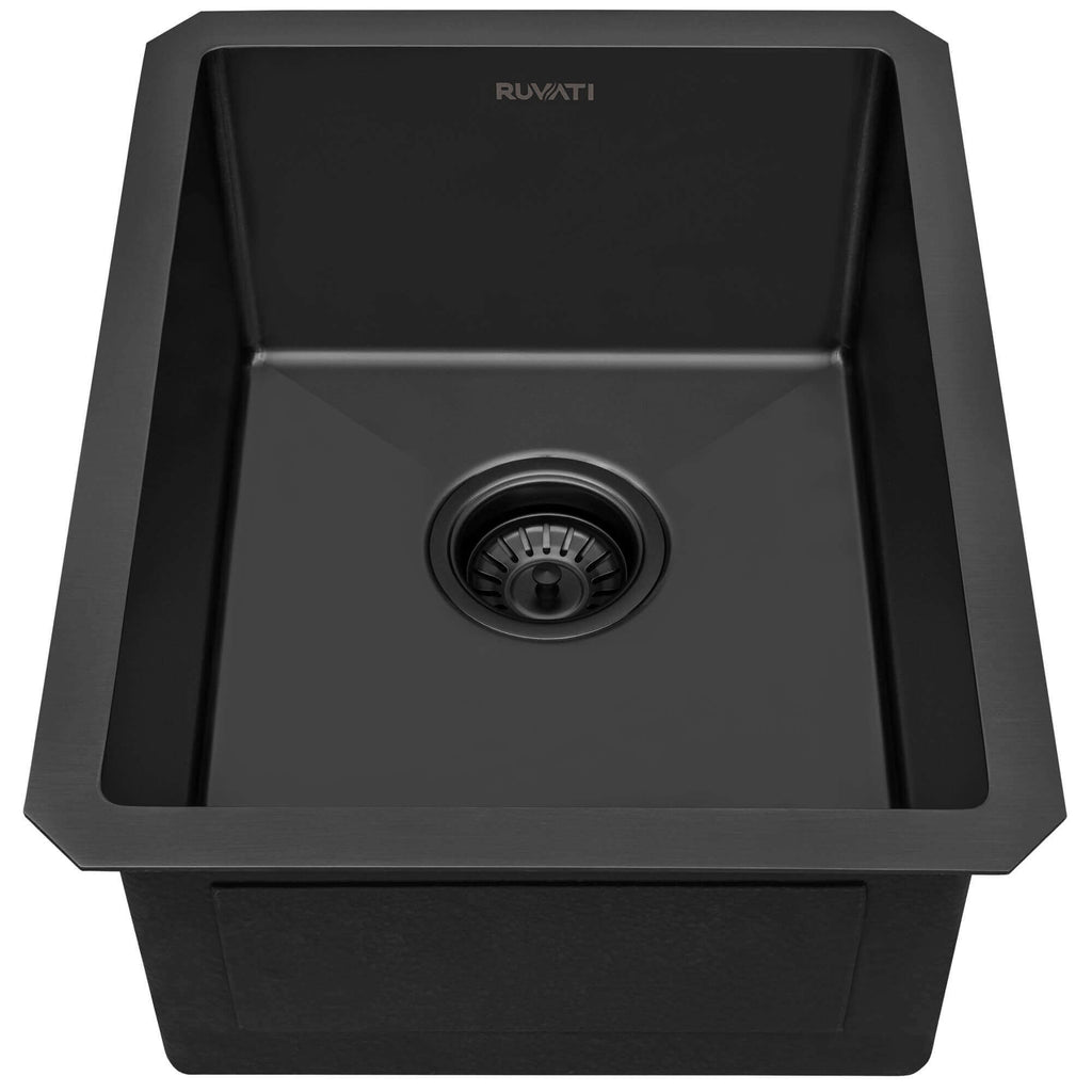 Ruvati Terraza — Tarja de Bar / Prep en Acero Inoxidable — Negro Gunmetal — 1