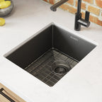 Ruvati Terraza — Tarja de Bar / Prep en Acero Inoxidable — Negro Gunmetal