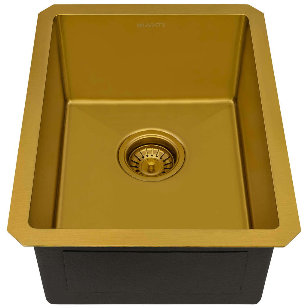 Ruvati Terraza — Tarja de Bar / Prep en Acero Inoxidable — Oro Mate — 1
