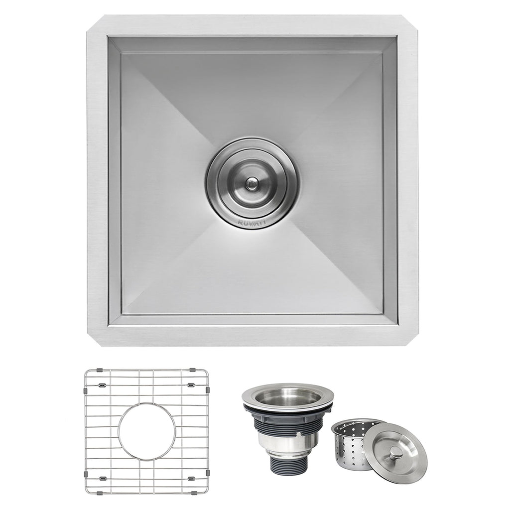 Ruvati Nesta — Tarja de Bar / Prep de 15 x 15 pulg en Acero Inoxidable — Acero Inoxidable