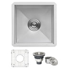 Ruvati Nesta — Tarja de Bar / Prep de 15 x 15 pulg en Acero Inoxidable — Acero Inoxidable