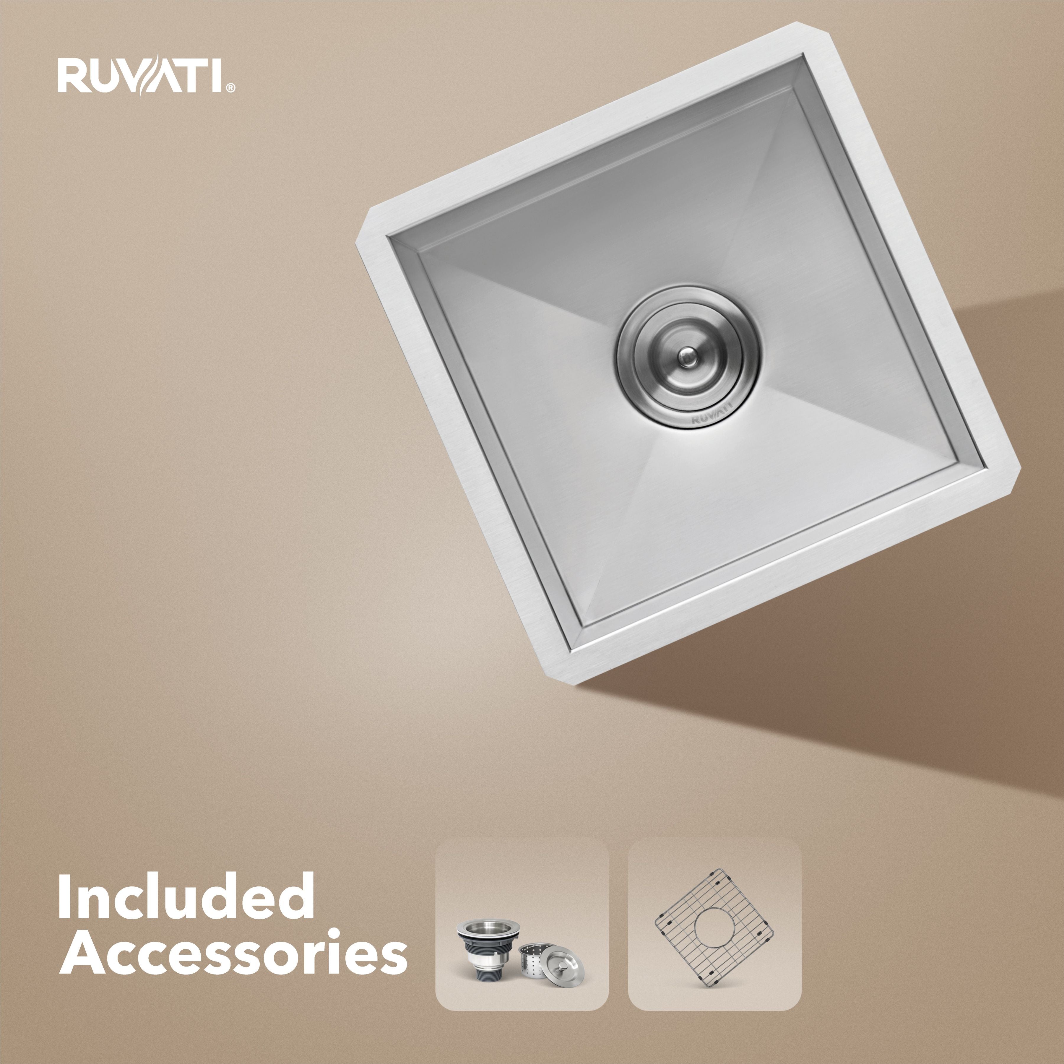 Ruvati Nesta — Tarja de Bar / Prep de 15 x 15 pulg en Acero Inoxidable — Acero Inoxidable — 2