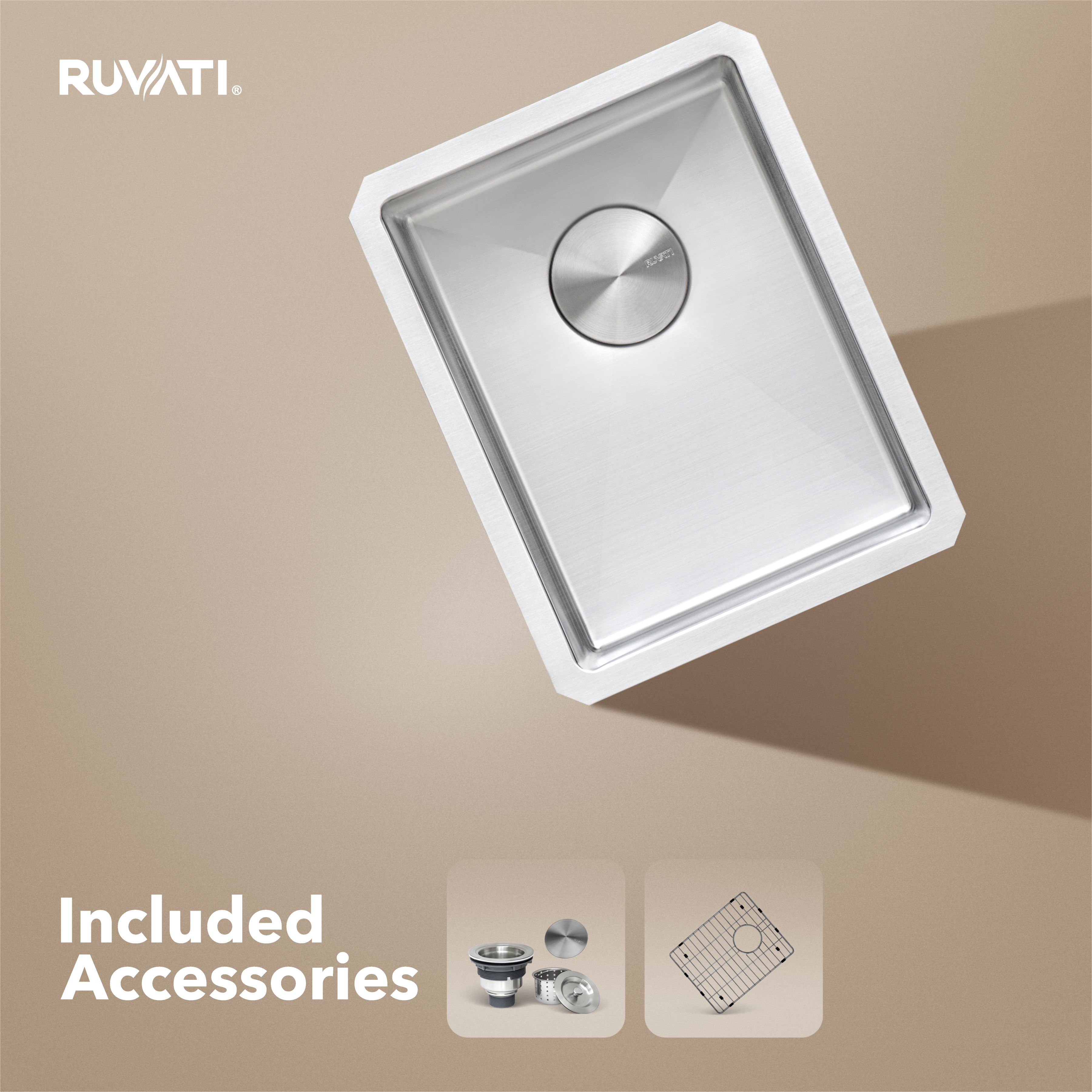 Ruvati Gravena — Tarja de Bar / Prep de 16 x 18 pulg en Acero Inoxidable — Acero Inoxidable — 2