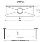 Ruvati Nesta — Tarja de Cocina en Acero Inoxidable — diagrama de dimensiones