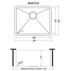 Ruvati Gravena — Tarja de Bar / Prep en Acero Inoxidable — diagrama de dimensiones