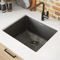 Ruvati Terraza — Tarja de Bar / Prep en Acero Inoxidable — Negro Gunmetal