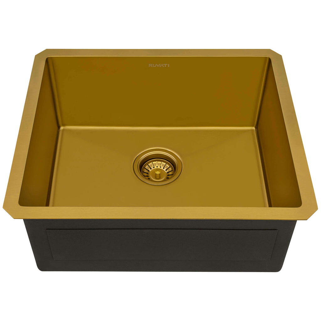 Ruvati Terraza — Tarja de Bar / Prep en Acero Inoxidable — Oro Mate — 1