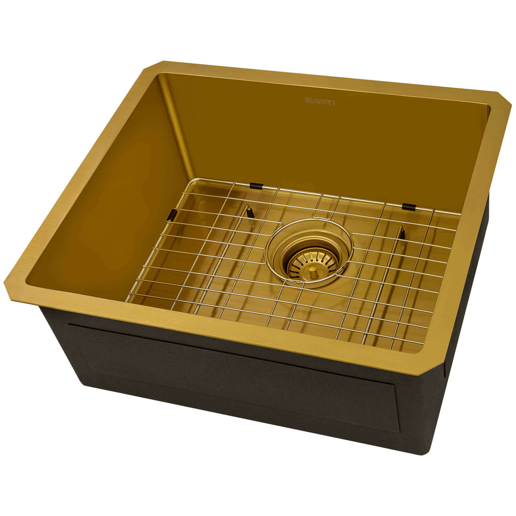 Ruvati Terraza — Tarja de Bar / Prep en Acero Inoxidable — Oro Mate — 3