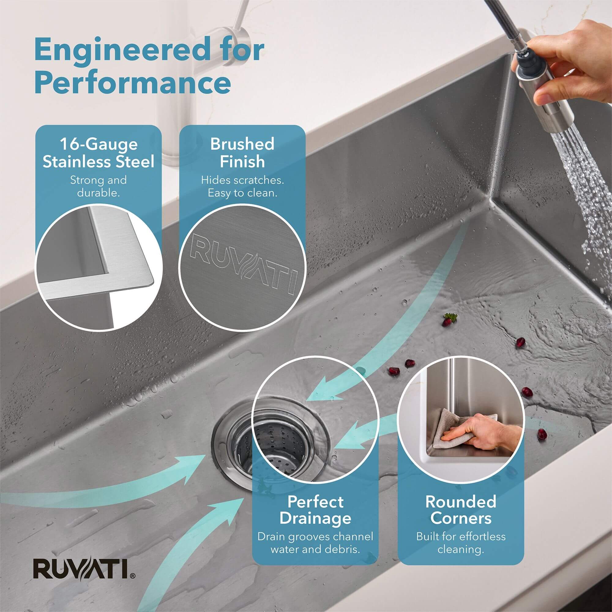 Ruvati Gravena — Tarja de Cocina en Acero Inoxidable — Acero Inoxidable — 3