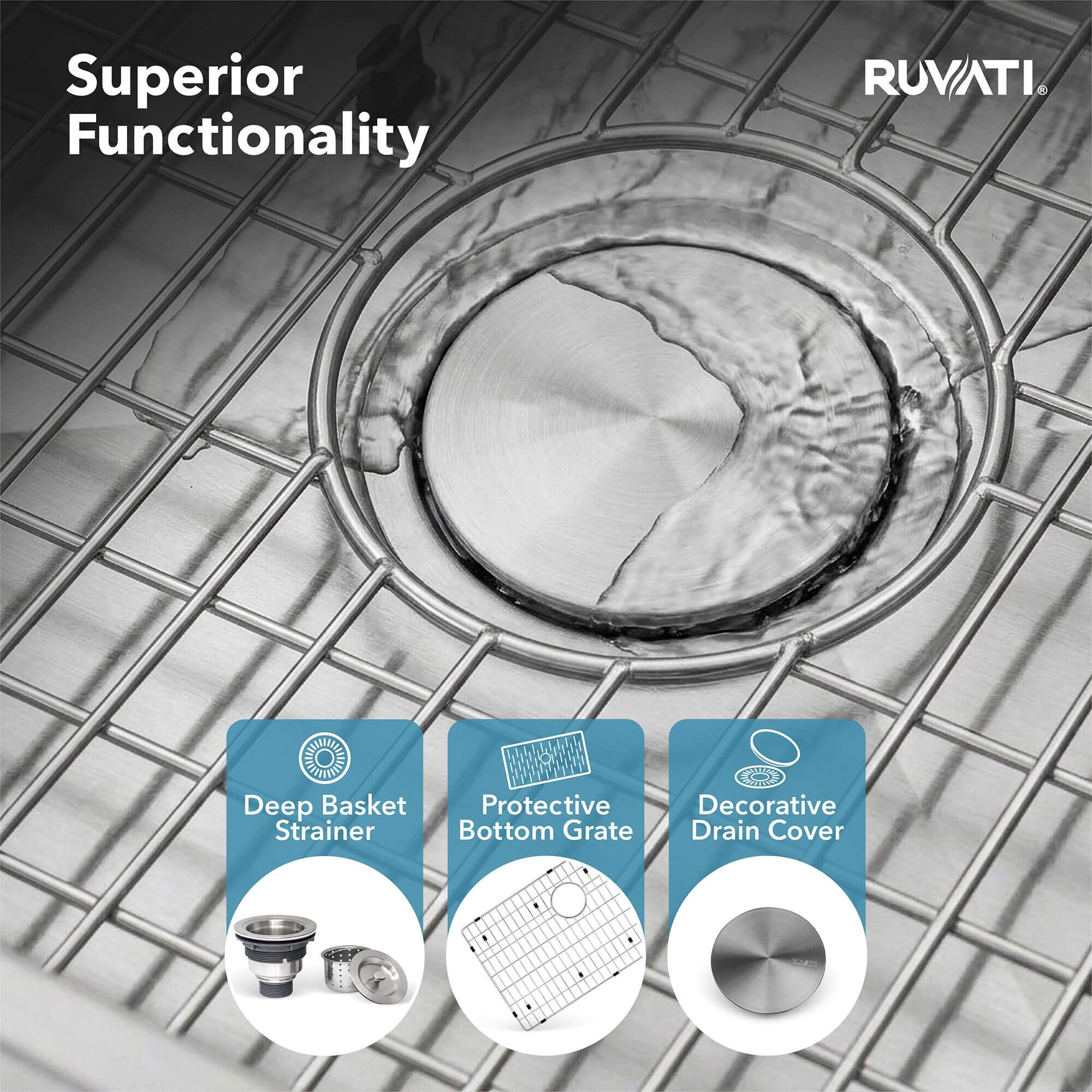 Ruvati Gravena — Tarja de Cocina en Acero Inoxidable — Acero Inoxidable — 4