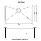 Ruvati Gravena — Tarja de Cocina en Acero Inoxidable — diagrama de dimensiones
