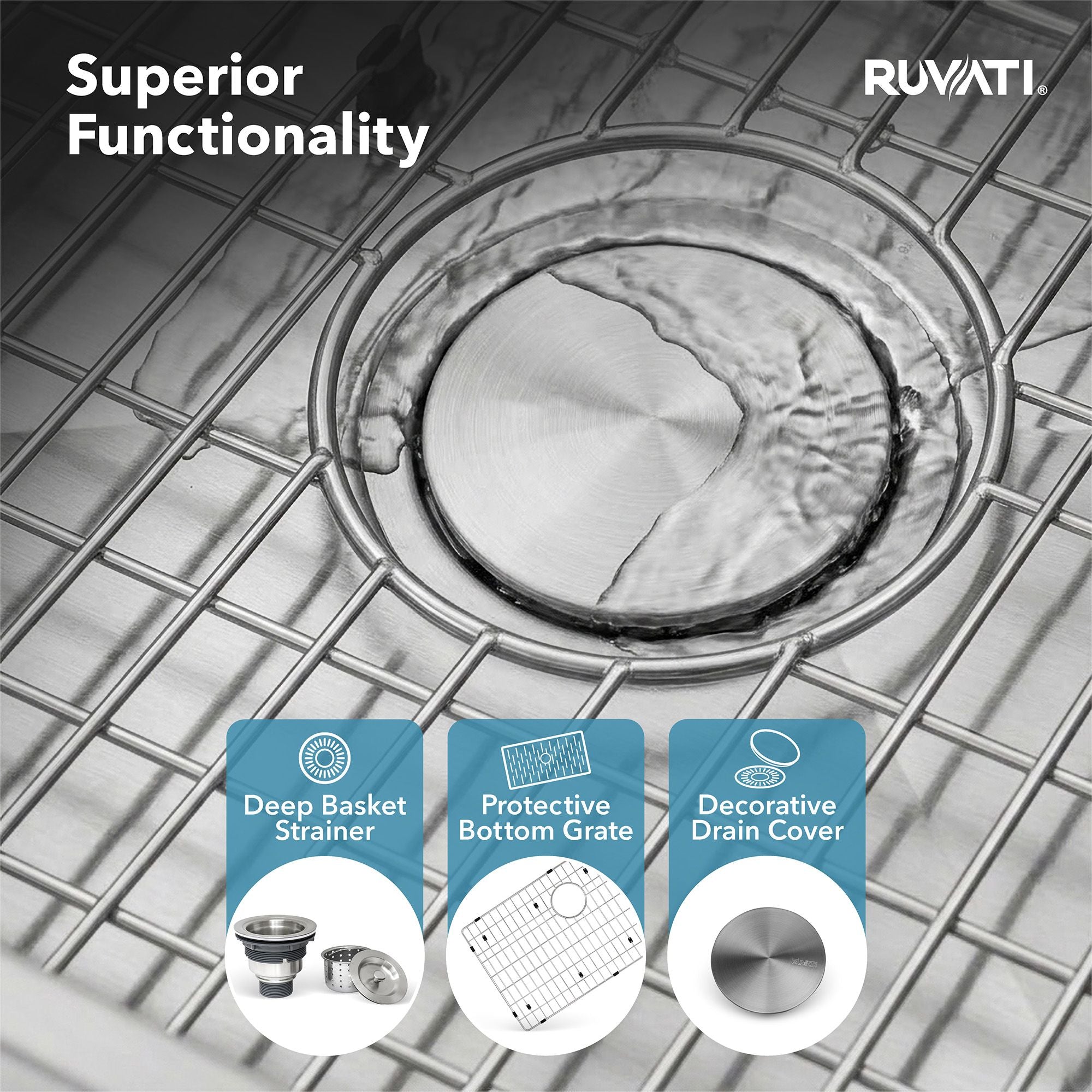 Ruvati Gravena — Tarja de Cocina en Acero Inoxidable — Acero Inoxidable — 4