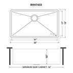 Ruvati Gravena — Tarja de Cocina en Acero Inoxidable — diagrama de dimensiones