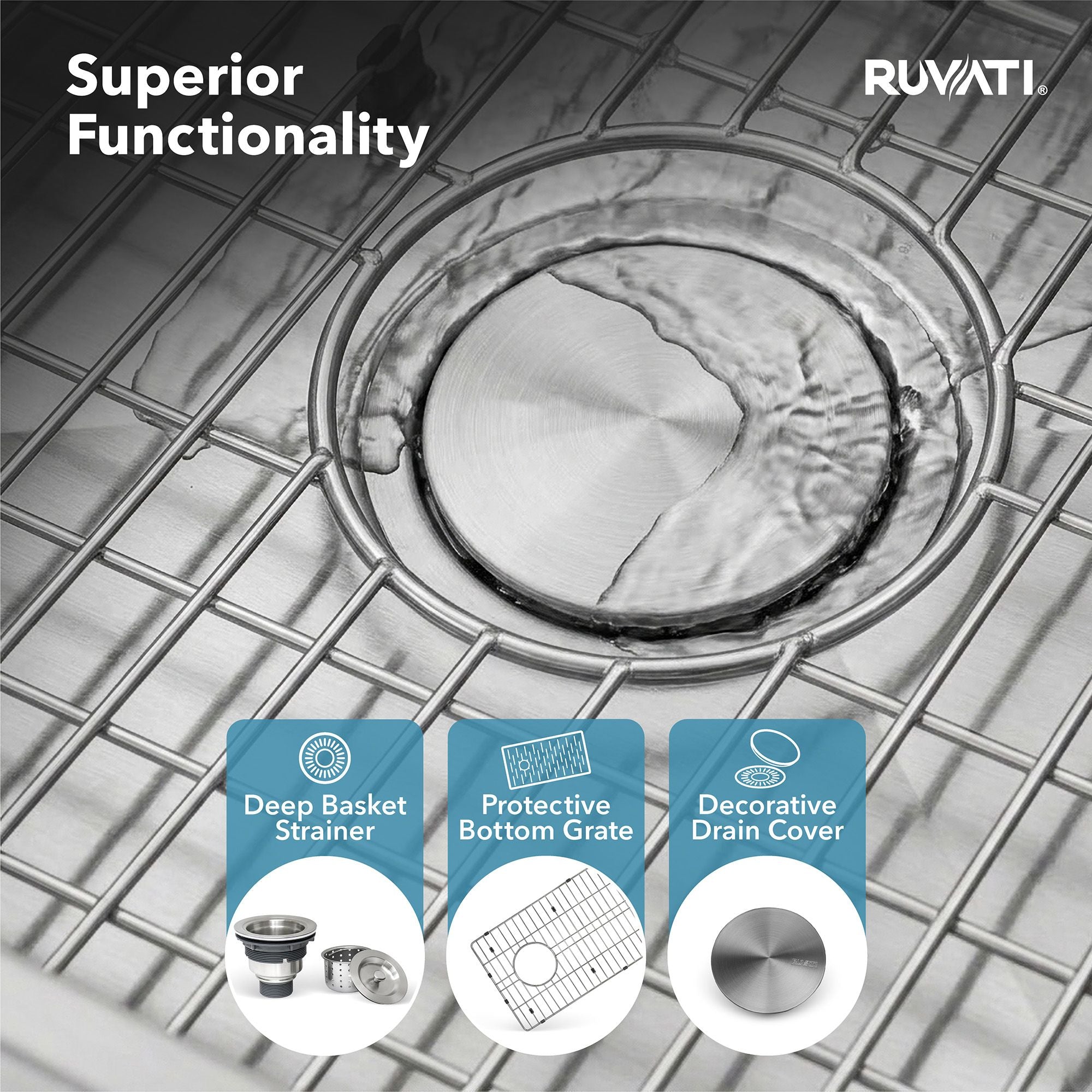 Ruvati Tribeca — Tarja de Cocina en Acero Inoxidable — Acero Inoxidable — 4