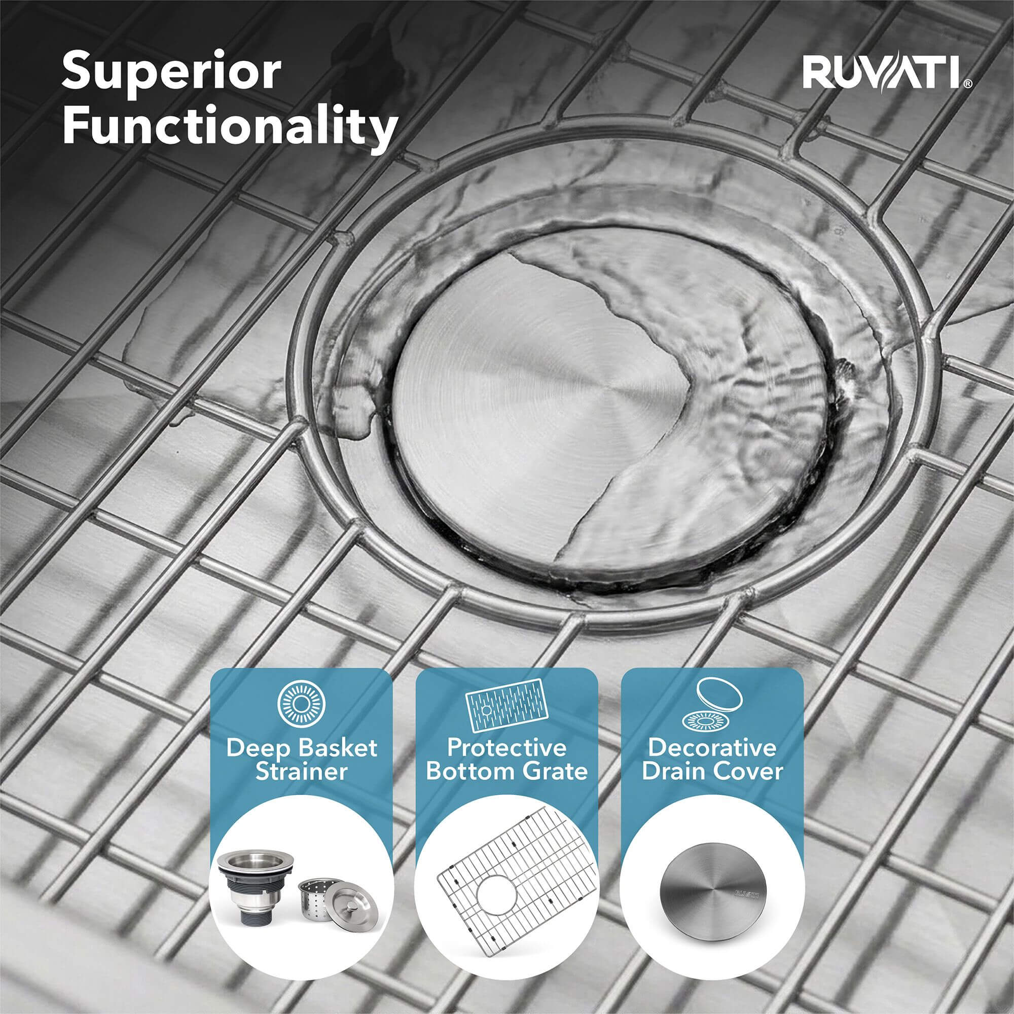 Ruvati Tribeca — Tarja de Cocina en Acero Inoxidable — Acero Inoxidable — 4