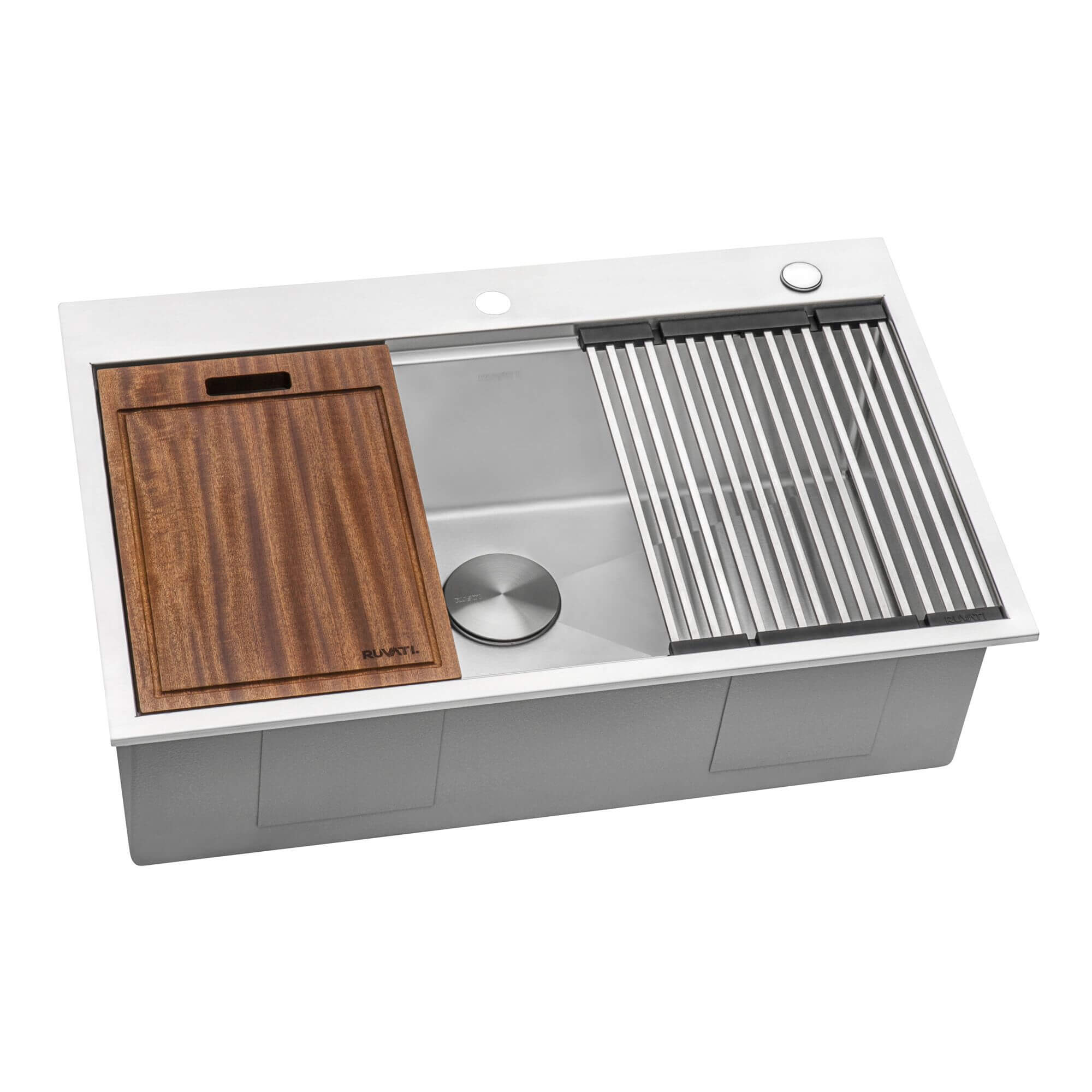 Ruvati Siena — Tarja Workstation de Cocina de 33 x 22 pulg en Acero Inoxidable — Acero Inoxidable