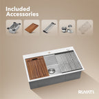 Ruvati Siena — Tarja Workstation de Cocina de 33 x 22 pulg en Acero Inoxidable — Acero Inoxidable — 1