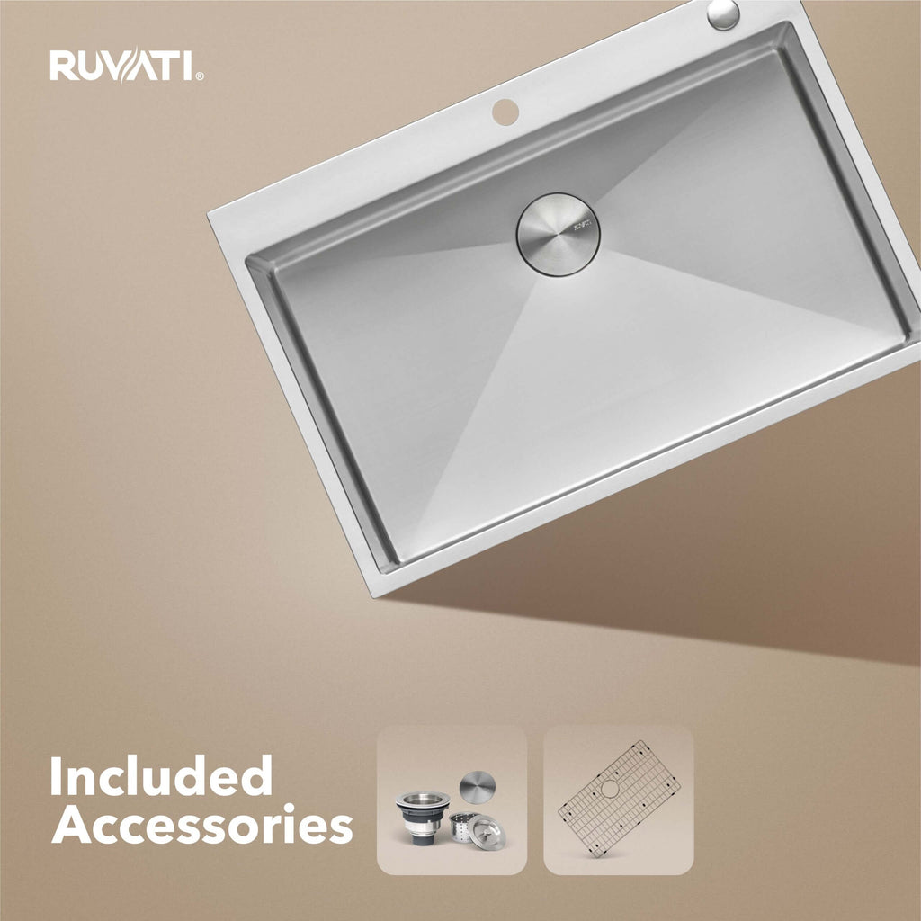 Ruvati Tirana Pro — Tarja de Cocina de 33 x 22 pulg en Acero Inoxidable — Acero Inoxidable — 1