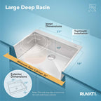 Ruvati Tirana Pro — Tarja de Cocina de 33 x 22 pulg en Acero Inoxidable — Acero Inoxidable — 3