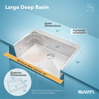 Ruvati Tirana Pro — Tarja de Cocina de 33 x 22 pulg en Acero Inoxidable — Acero Inoxidable — 4