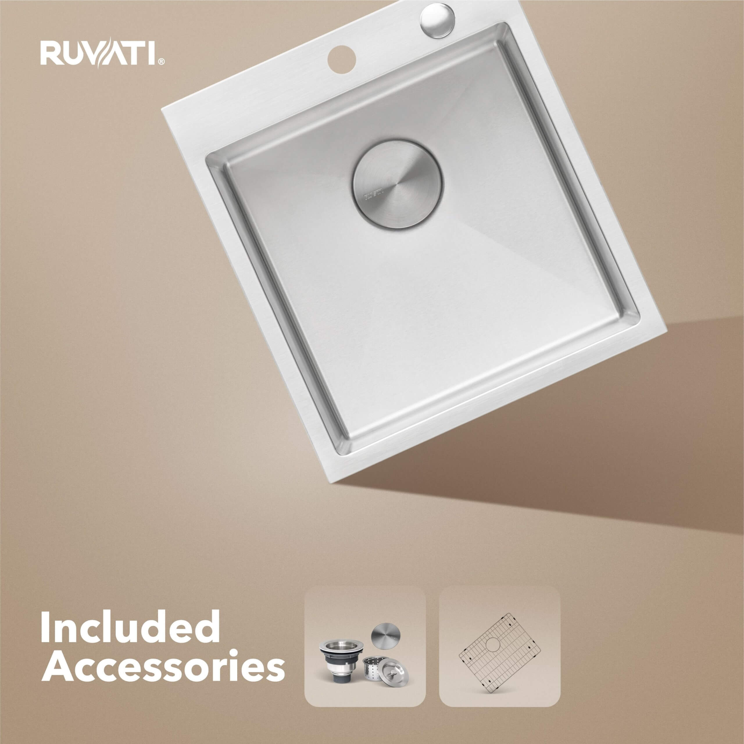 Ruvati Tirana Pro — Tarja de Bar / Prep de 18 x 20 pulg en Acero Inoxidable — Acero Inoxidable — 1