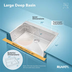 Ruvati Tirana Pro — Tarja de Cocina de 27 x 20 pulg en Acero Inoxidable — Acero Inoxidable — 3