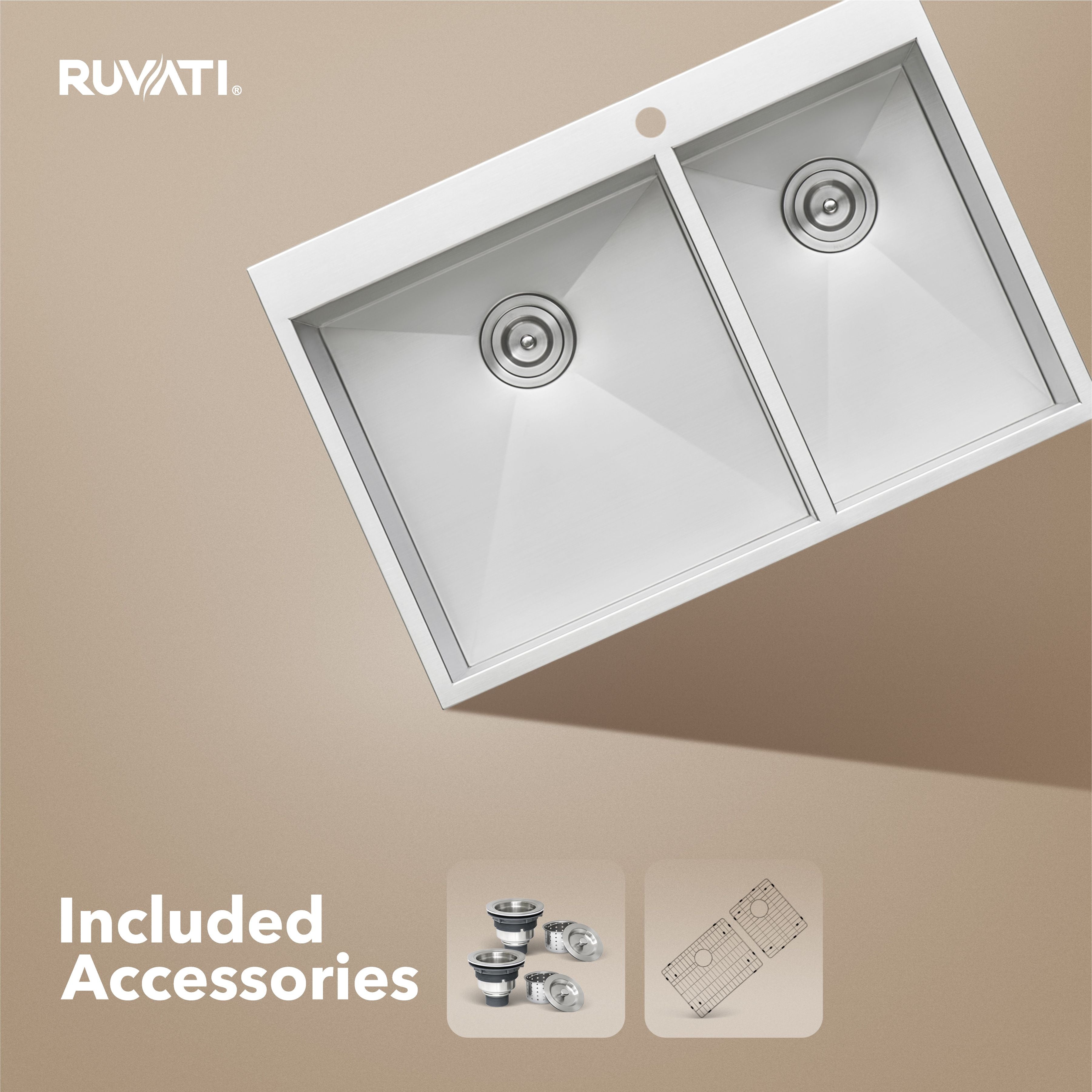 Ruvati Tirana — Tarja de Cocina de 33 x 22 pulg en Acero Inoxidable — Acero Inoxidable — 2