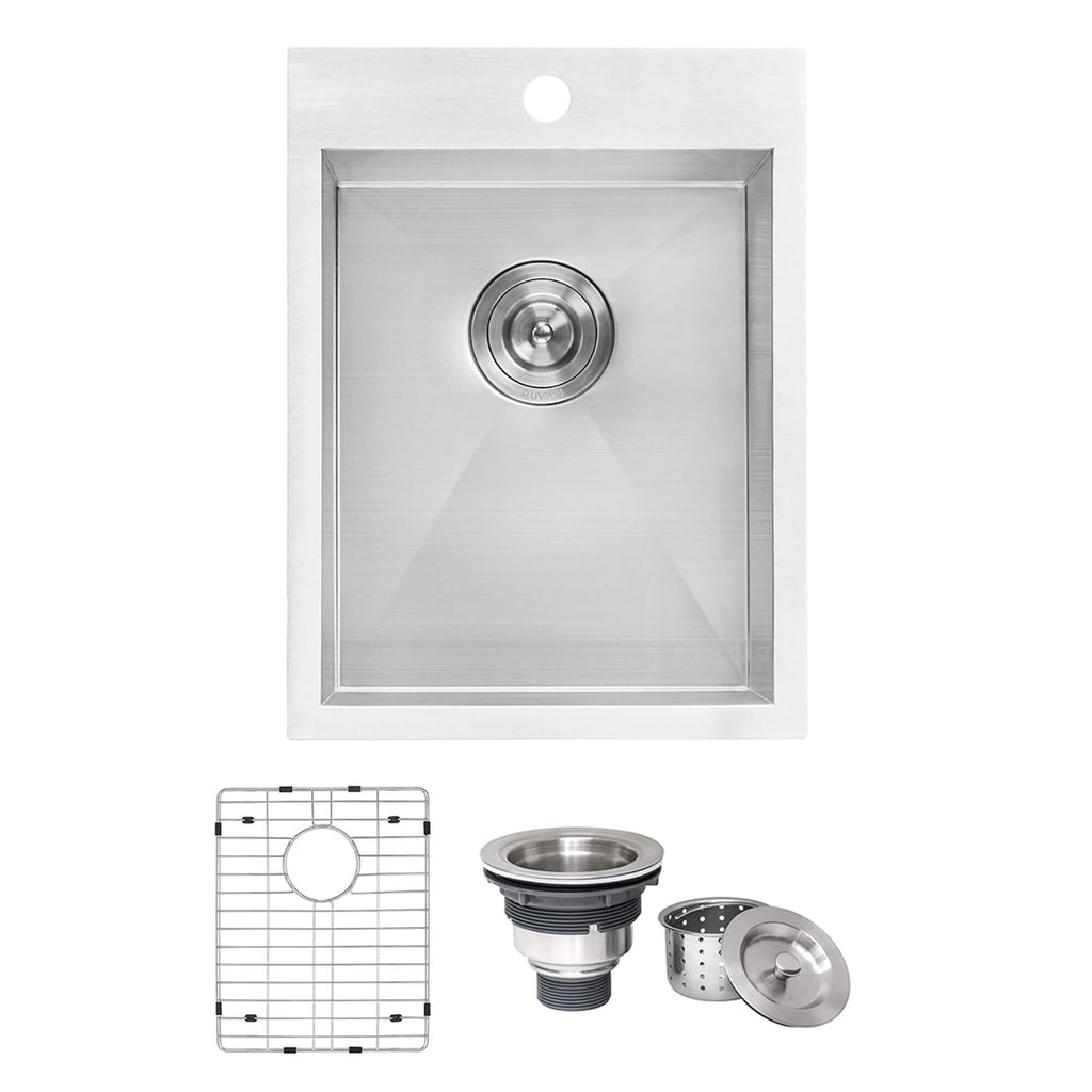 Ruvati Tirana — Tarja de Bar / Prep de 15 x 20 pulg en Acero Inoxidable — Acero Inoxidable
