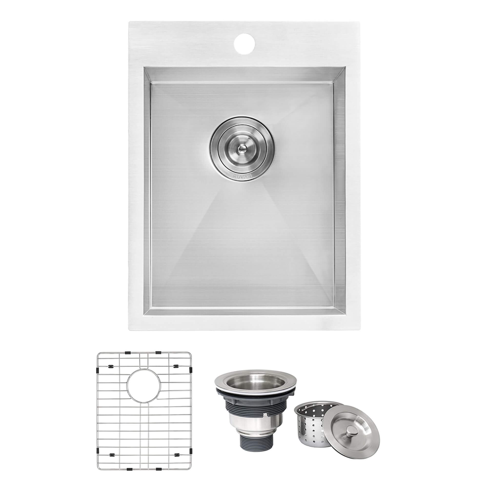 Ruvati Tirana — Tarja de Bar / Prep de 15 x 20 pulg en Acero Inoxidable — Acero Inoxidable