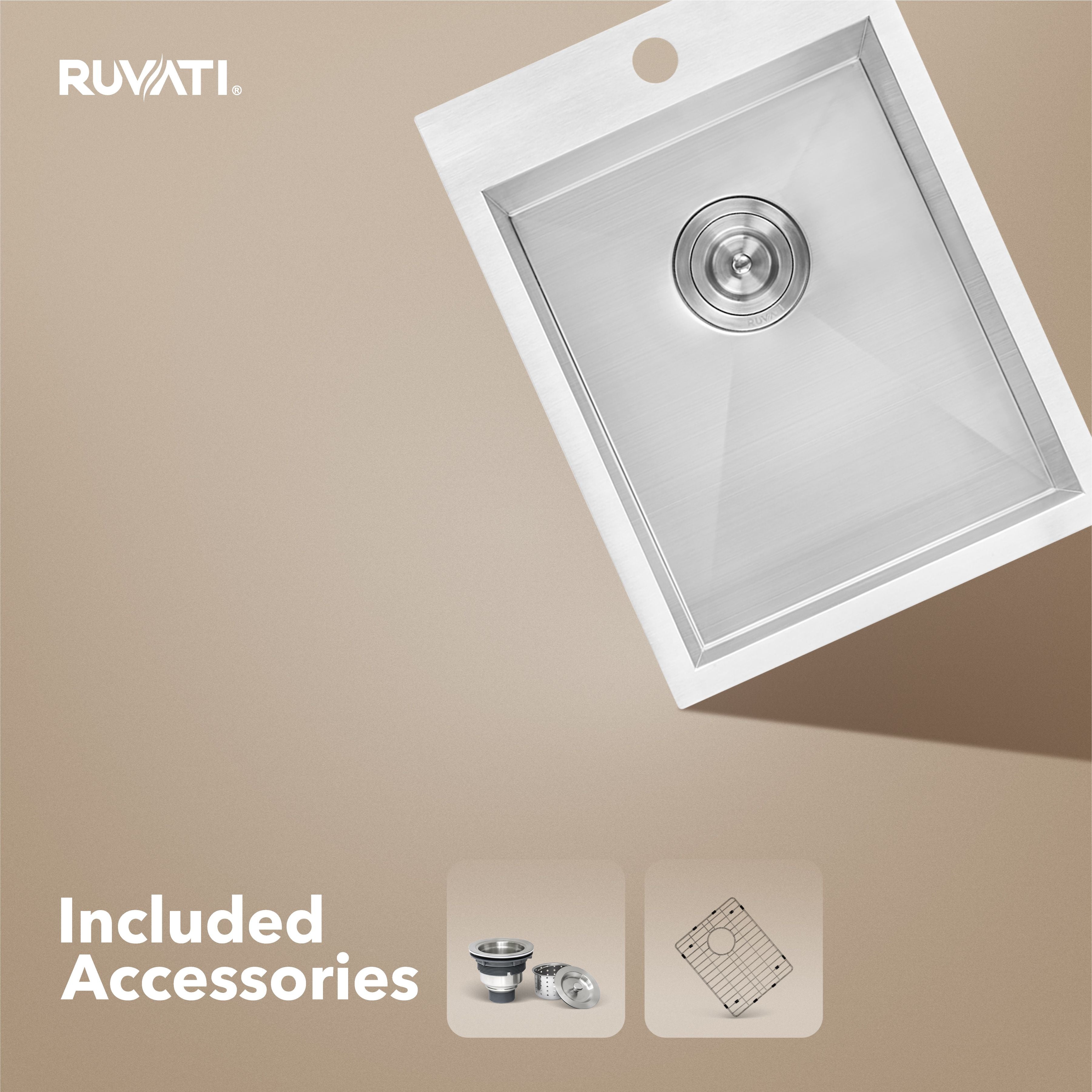 Ruvati Tirana — Tarja de Bar / Prep de 15 x 20 pulg en Acero Inoxidable — Acero Inoxidable — 2