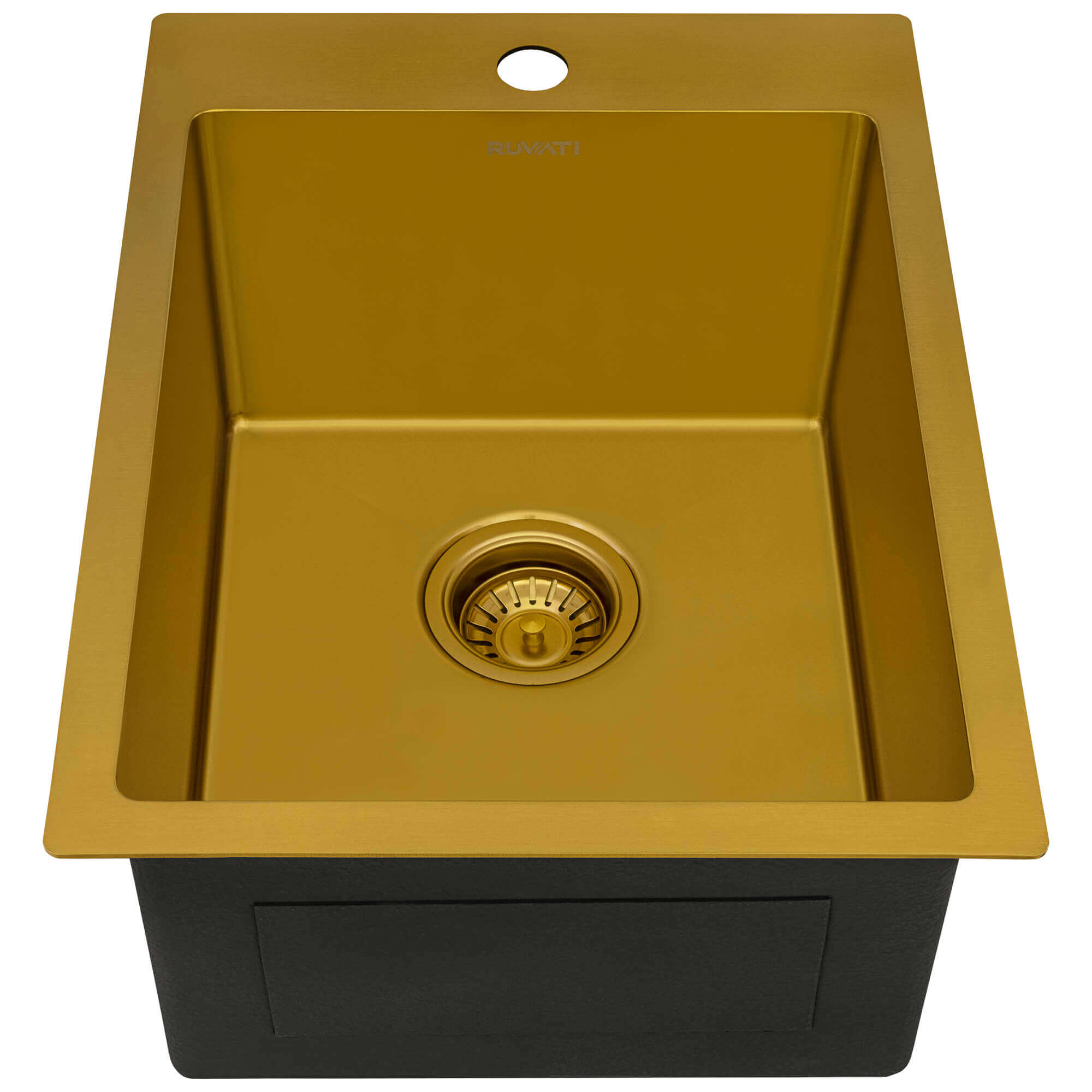 Ruvati Terraza — Tarja de Bar / Prep de 15 x 20 pulg en Acero Inoxidable — Oro Mate