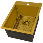 Ruvati Terraza — Tarja de Bar / Prep de 15 x 20 pulg en Acero Inoxidable — Oro Mate — 1