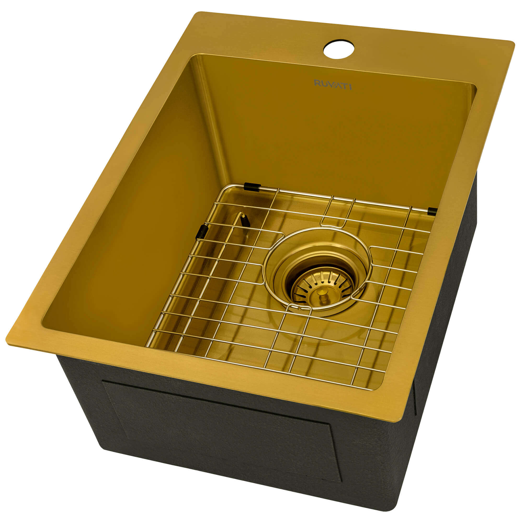 Ruvati Terraza — Tarja de Bar / Prep de 15 x 20 pulg en Acero Inoxidable — Oro Mate — 1