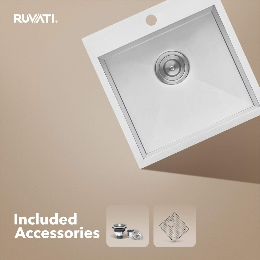 Ruvati Tirana — Tarja de Bar / Prep de 18 x 18 pulg en Acero Inoxidable — Acero Inoxidable — 1
