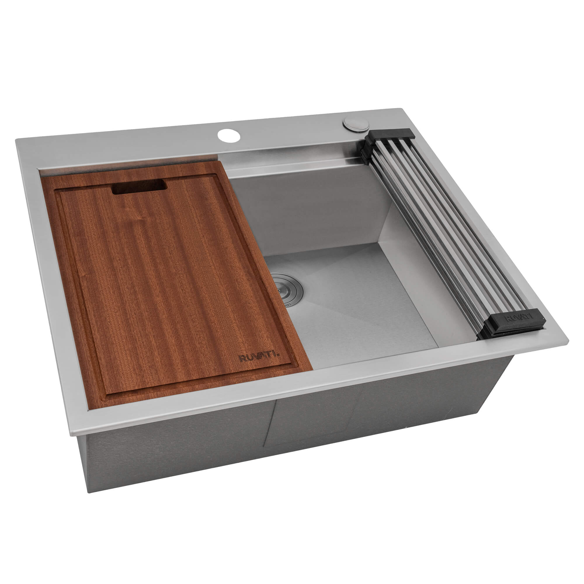 Ruvati Vino — Tarja Workstation de Cocina de 25 x 20 pulg en Acero Inoxidable — Acero Inoxidable — 3