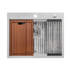 Ruvati Vino — Tarja Workstation de Cocina de 25 x 20 pulg en Acero Inoxidable — Acero Inoxidable — 2