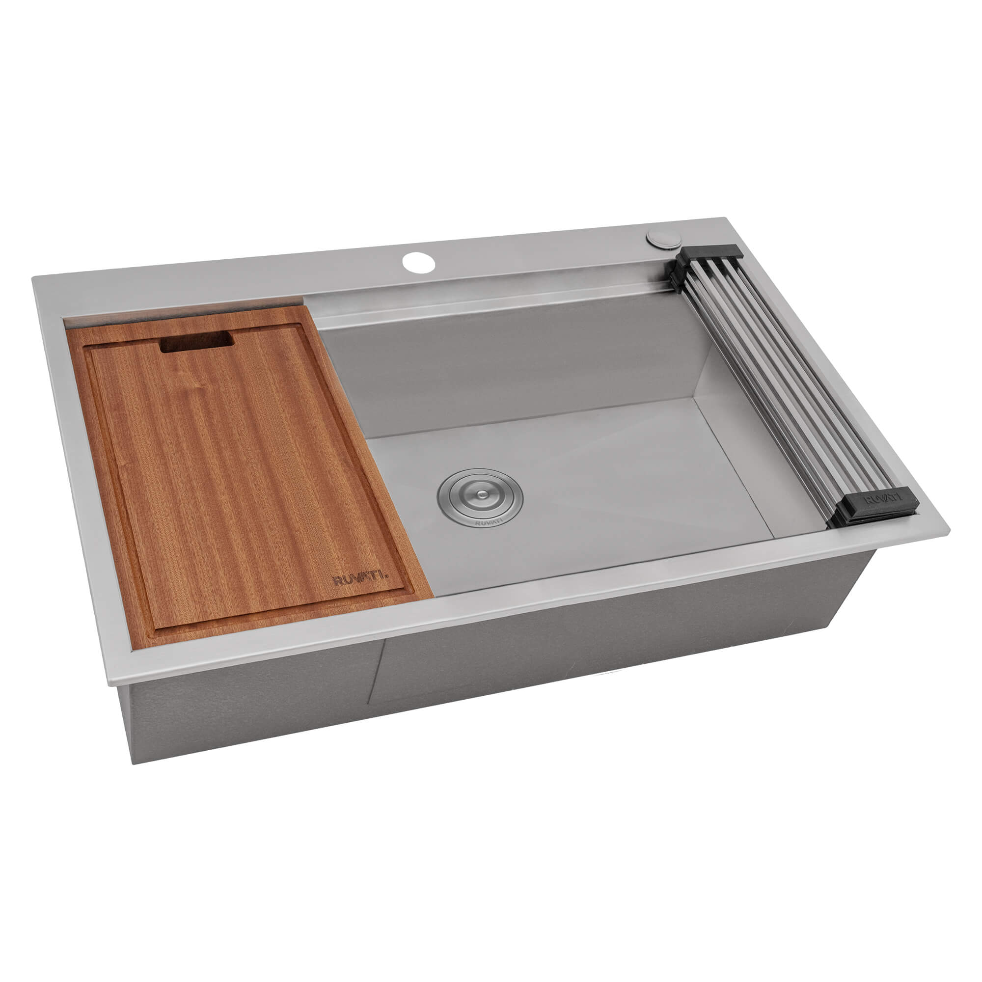 Ruvati Vino — Tarja Workstation de Cocina de 27 x 20 pulg en Acero Inoxidable — Acero Inoxidable