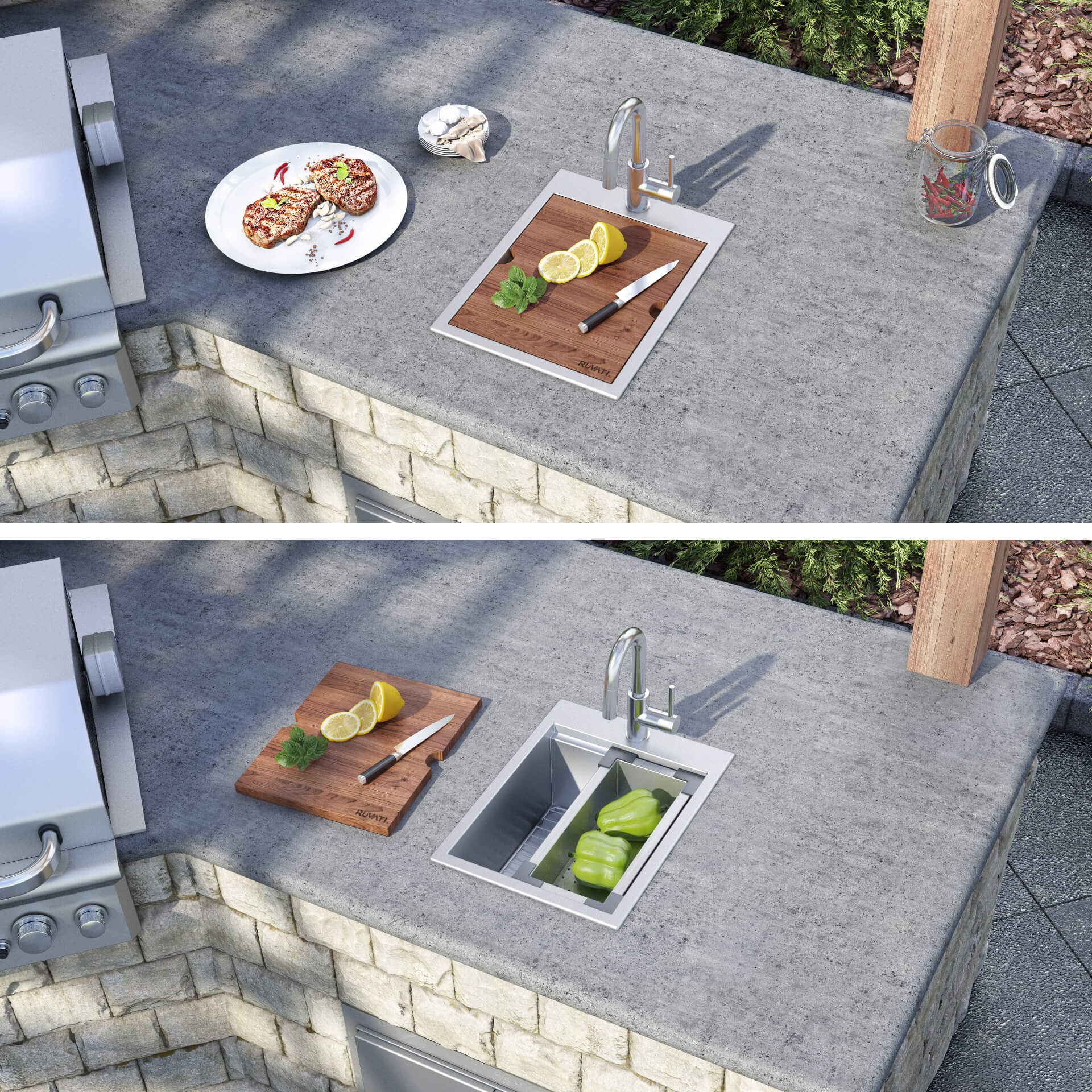 Ruvati Vino — Tarja de Bar / Prep de 15 x 20 pulg en Acero Inoxidable — Acero Inoxidable — 2