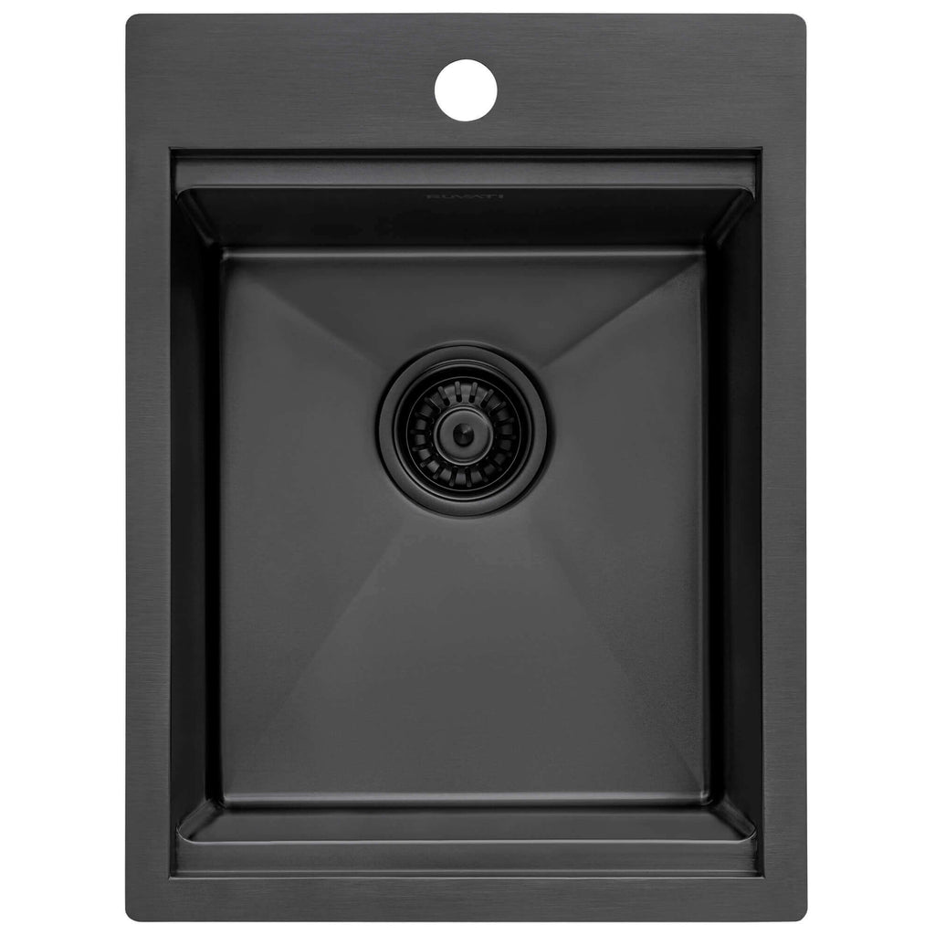 Ruvati Giana — Tarja de Bar / Prep de 15 x 20 pulg en Acero Inoxidable — Negro Gunmetal — 1