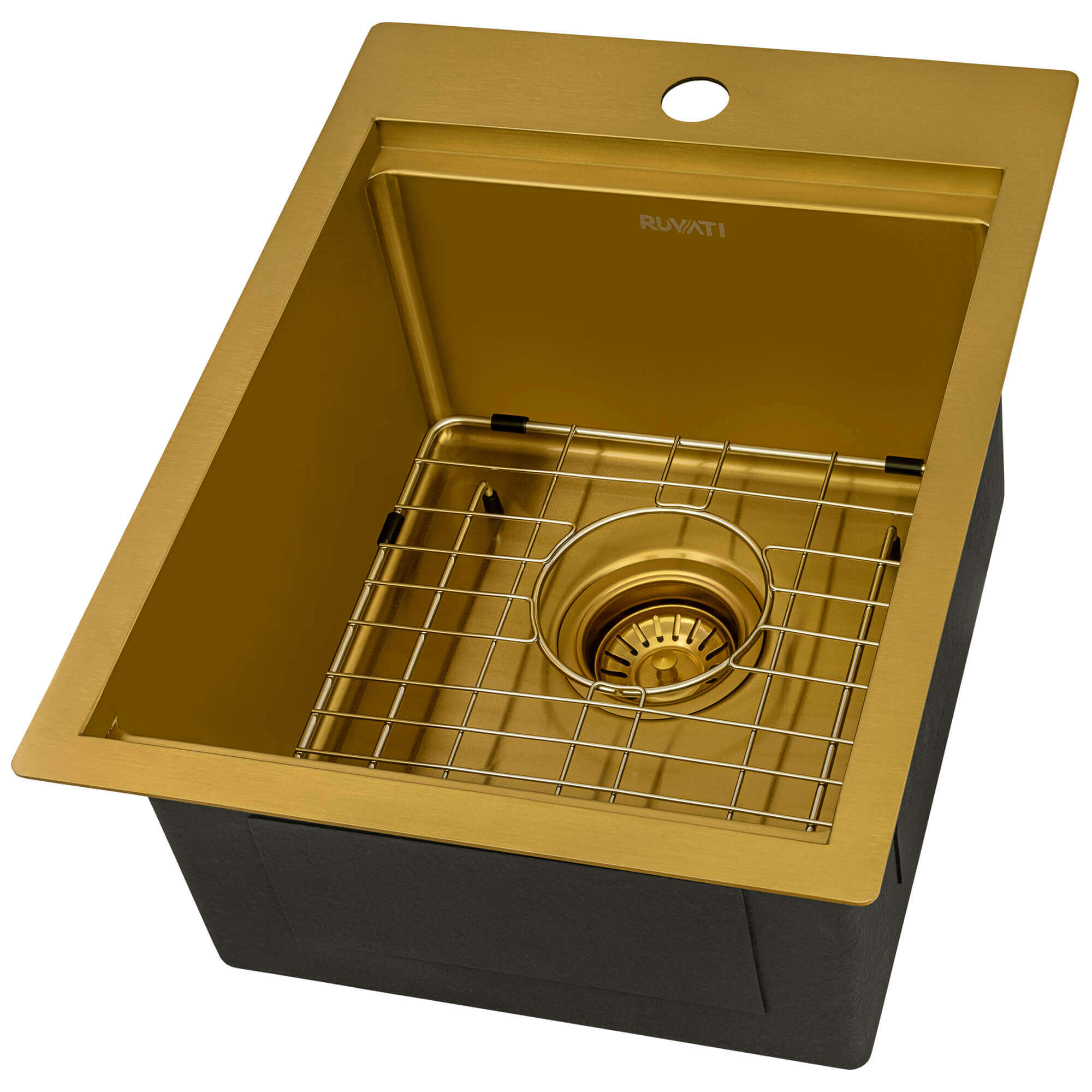 Ruvati Giana — Tarja de Bar / Prep de 15 x 20 pulg en Acero Inoxidable — Oro Mate — 2