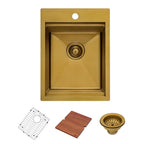 Ruvati Giana — Tarja de Bar / Prep de 15 x 20 pulg en Acero Inoxidable — Oro Mate — 3